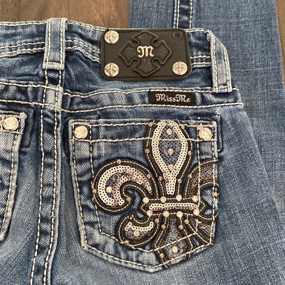 MISS ME size 8 Girl's Skinny jeans beautiful embellished rear pockets 💕 - Picture 10 of 17